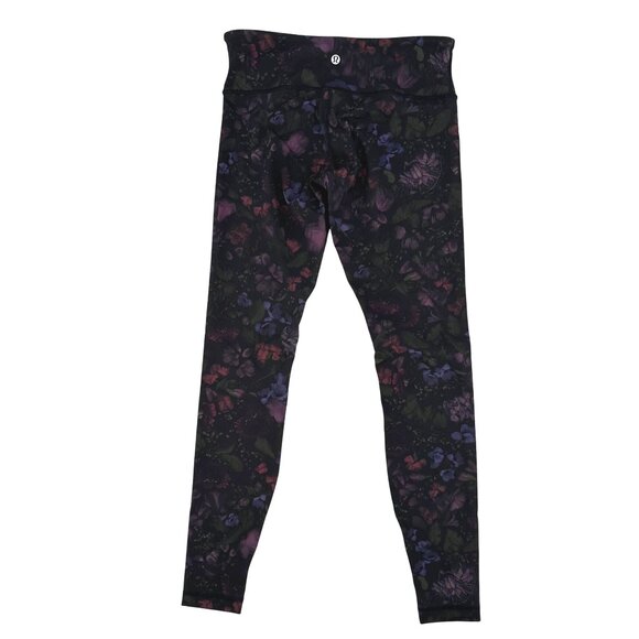 Lululemon Womens Black Multi Colored Floral Print Leggings Size 6 - Picture 3 of 6